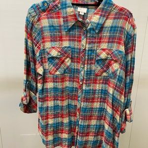 **NWOT** Anthropologie Plaid Button Down - Size 14